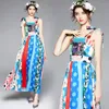 Casual Dresses Fashion Runway Dress Summer Women Spaghetti Stems Bohemian Sundress Polka prickar Stripe Floral Maxi Blue
