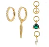 Boucles d'oreilles créoles minimalistes pour femmes, deux ou quatre petits pendentifs lune/étoile/croix/perle, couleur or argent, bijoux à la mode, cadeau