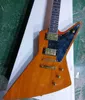 Natural Wood Color Electric Guitar with Black Pickguard Rosewood Fretboard Gold Hardware Customizable