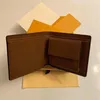 Mens Women wallet marco card holder coin purse short wallets Genuine Leather lining brown letter check canvas232m