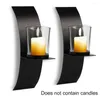 Ljushållare 2sets med Glass Cup Spa Birthday Present Bedroom Party Easy Install Candlestick Holder Black Iron Art Wedding Wall Sconce