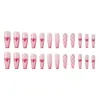 False Nails 24Pcs Red Love Wear Press On Acrylic Nail Art Spot French Long Ballet Fake Reusable Supplies For Professionals