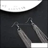 Dangle Chandelier Fashion Chain Long Tassel Earrings Golden Sier Plated Hanging Drop For Women Jewelry Gifts Party Delivery Ot7Gr