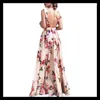 Casual Dresses Summer Fashion V -hals Lace Sexig Backless Floral Print Womens Dress Party Elegant Long kjol Damer Large Plus Size -40