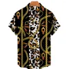 Men's Casual Shirts Hawaiian Shirt Men Clothing 2022 Summer Personality 3D Digital Printed Big Gold Chain Short-sleeved-shirt Men's