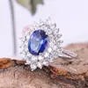 Cluster Rings Natural Blue Topaz Ring Real 925 Sterling Silver 7 9mm Gem Fine Jewelry