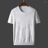 Camisetas para hombres 2022 Hombres de verano Hielo Seda Casual Suéter Camisetas Thin Short Manga Jerseys Masculino Plus Tamaño O-cuello Camisetas de punto W808