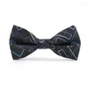 Bow Ties عالية الجودة التعادل الحرير Jacquard الشكل الهندسي الأسود الأحمر الأزرق bowtie الأعمال التجارية التخرج العادي