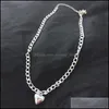 Girocolli Trendy Cute Heart Lock Collana per le donne Oro Sier Choker Collane Ciondolo Gioielli all'ingrosso Drop Delivery Pendenti Otm5Z