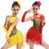Vestido de dança latina para meninas para meninas para meninas Tassel Dancewear Children Competição dancing C Fantasmas infantil