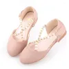 Chaussures plates filles cuir princesse 2022 printemps été antidérapant fond souple résistant à l'usure perle bébé enfants