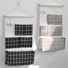 Storage Boxes 5 Pockets Wall Closet Hanging Bags Linen Fabric Over The Door Pouches For Bedroom Bathroom