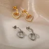 Pendientes de tuerca con forma de corazón de circón para mujer, aretes de amor de cristal para pareja, dama de honor, regalo de joyería para el Día de San Valentín 2022