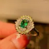 Cluster Rings Natural Colombian Emerald Ring Sterling Silver 925 Women's Gem Anniversary Party Classic Boutique Jewelry Gift