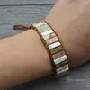 Strand JoursNeige Hand Weaving Boho Bracelets Color Natural Stone Single Leather Wrap Cuff Vintage Bracelet Bohemia Jewelry