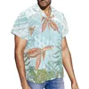 남성용 캐주얼 셔츠 정리 고품질 맞춤형 풀 프린트 블루 폴리네시아 직물 남성용 하와이 여름 사무실 의류 셔츠