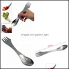 Flatware Sets 1Pcs 3 In 1 Knife Fork Spoon Outdoor Tableware Mti Function Stainless Steel Spork Cam Hiking Picnic Utensils Combo Wll Otgjy