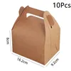 Emballage cadeau 10 pièces gâteau alimentaire Kraft papier boîte avec poignée boîtes noël anniversaire fête de mariage bonbons emballage accessoires 2 tailles