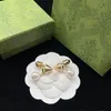 Designer Brass Material Double Letter Charm Dangle Earrings aretes Luxury Pearl G Earrings Rivet Back Bijoux Women Party Gift