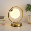 Desk Lamps Modern LED Table Lamps Brass Golden Galss Ball Lights Bedside Reading Desk Fixture Bedroom Hotel Home Decor Round Ring Lighting P230412