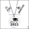 Pendanthalsband 2021 Graduation Presentv￤nner Inspirerande halsband smycken rostfritt st￥l f￶r hennes gymnasium DHS Drop Delivery P DHB6G