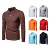 Men's Polos Nice Men Shirt Brand Clothing Solid Color Lapel Long-sleeved Polo Large Size Slim Casual