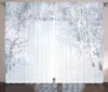 Curtain Winter Curtains Snowy Forest Pathway Landscape View Rural Scenery Christmas Seasonal Picture Living Room Bedroom Window Drapes