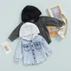 Jackor Focusnorm 0-5y Autumn Toddler Boys Girls Coat 2 f￤rger Solid denim l￥ng￤rmad enkelbr￶st lappt￤cke huva