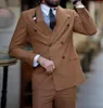 Costumes pour hommes à revers marron, ensembles de Blazer formel à Double boutonnage pour fête de mariage, vêtements de cérémonie sur mesure, coupe cintrée deux pièces