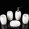 Banyo Aksesuar Seti 5 PCS Banyo Tuvalet Ürünleri Kişisel Dekorasyon Aksesuarları Döşeme Tepsisi Seramik Sabun Dispenser Tutucu Diş Fırçası Diş