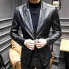 Men's Suits Men Jacket 2022 Solid Color Faux Leather Suit Jackets Male Slim Long Sleeve Lapel Business Blazer Coat For Autumn Winter