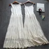 Casual Dresses 2022 Korean Modal Mori Girl Sweet Dress Women Sleeveless Femmes Black White Lace Lay Embroidery Hollow Out Underdress