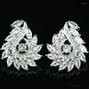 Stud -oorbellen 22x19mm Shecrown Multi Color 4.6G Garnet Peridot Citrine Tanzanite White Saffier sieraden voor vrouwenzilver