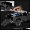 Diecast Model Cars 1 24 Tesla Cybertruck Pick -up Alloy Truck Diecasts Metal speelgoed Off Road Voertuigen geluid en lichte kindercadeau 2210 DHZSP