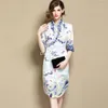 Etnik Giyim 2022 Vintage Çin Geleneksel Elbise Kadınlar Şifon Uzun Cheongsam Qipao Gelin Partisi Hanfu Style Resmi