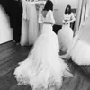 Simple 2 Pieces Mermaid Wedding Dresses Long Sleeves Buttons Open Back Country Beach Bridal Gowns Ivory Satin And Tulle Vestido De Novia 2023