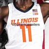 2021 Illinois Fighting Illini Basketball Jersey College Ayo Dosunmu Kofi Cockburn White Orange Blue All Stitched