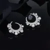 Серьги-гвоздики из стерлингового серебра 925 пробы с жемчугом и кубическим цирконием, серьги со звездой и Луной, элегантные дизайнерские женские свадебные украшения209s
