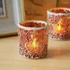 Portacandele Cilindro Vetro Tealight Candelabro in cristallo dorato Centrotavola Supporto per matrimonio Lampada a olio Moro Baul 5Z74