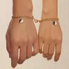 Link Armbänder 2 stücke Herzförmige Magnet Attraktion Armband Für Paare Gold Farbe Kuba Kette Männer Frauen Charme Yin Yang schmuck