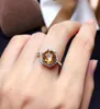 Cluster Rings Citrine Ring Natural 925 Sterling Silver Gem Size 8 8mm Fine Yellow Crystal Jewelry