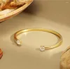 Bangle 18k Real Gold Plated High Polished Dazzling Cubic Zirconia Dainty /Armband For Women Design Fashion Jewelry