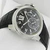 Brand New Calibre de 42mm Mens Automatic Movement Watch Fashion Men's Sport Wrist Watches Black Dial And Leather Strap W71000262B