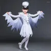Stage desgaste crianças da dança moderna personagens de animais fantasias crianças Halloween Birds Roupas Sparrows Magpie Performance