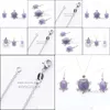 Earrings Necklace Women Jewelry Set Dangle Pendant Drop Natural Amethysts Stone Bead Tortoise Chain 18 Fashionable Gift Dq3099 Del Dhymy
