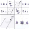 Boucles d'oreilles Collier Femmes Ensemble de Bijoux Dangle Pendentif Goutte Améthystes Naturelles Pierre Perle Tortue Chaîne 18 Cadeau À La Mode Dq3099 Del Dhymy