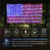 American Flag String Lights IP65 Waterproof 420 LEDS Solar Net Light 8 Läges Remote Control United States Christmal Decorations Festival