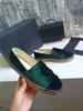 Designer Luxury Tweed Espadrilles Beige Lambskin Black Leather Cap Toe Flat Dress Shoes