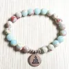 Strand Bracelet Pour Femmes Hommes Yoga Mala Perles Bracelets Poignet 8mm Rond Lotus Pendentif