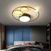 Plafonniers Luminaires LED modernes Chambre à coucher Lampe de salon ronde avec télécommande Bureau d'étude Décoration Cercle d'or Éclairage